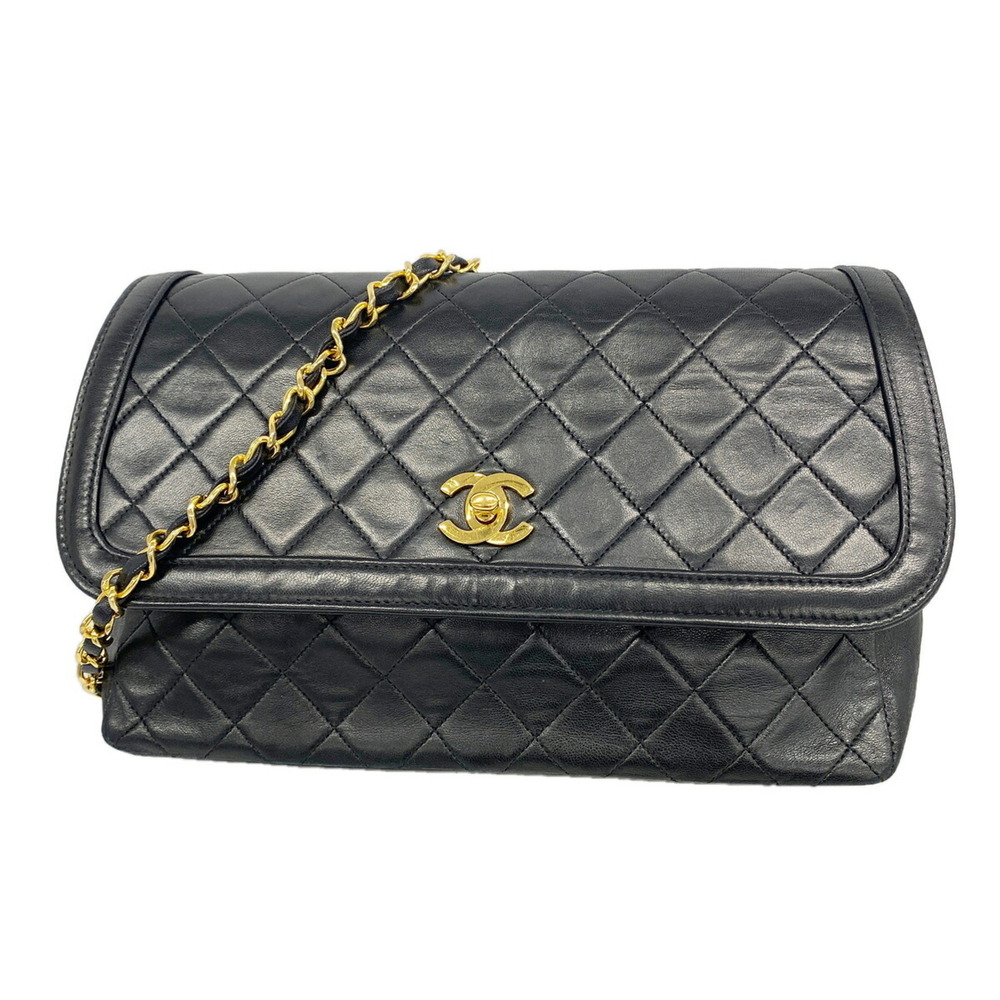 Chanel Matelassé Chain Shoulder Bag, Lambskin, Black, Women's